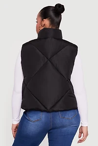 Plus Almost Famous Quilted Puffer Vest with Bows
