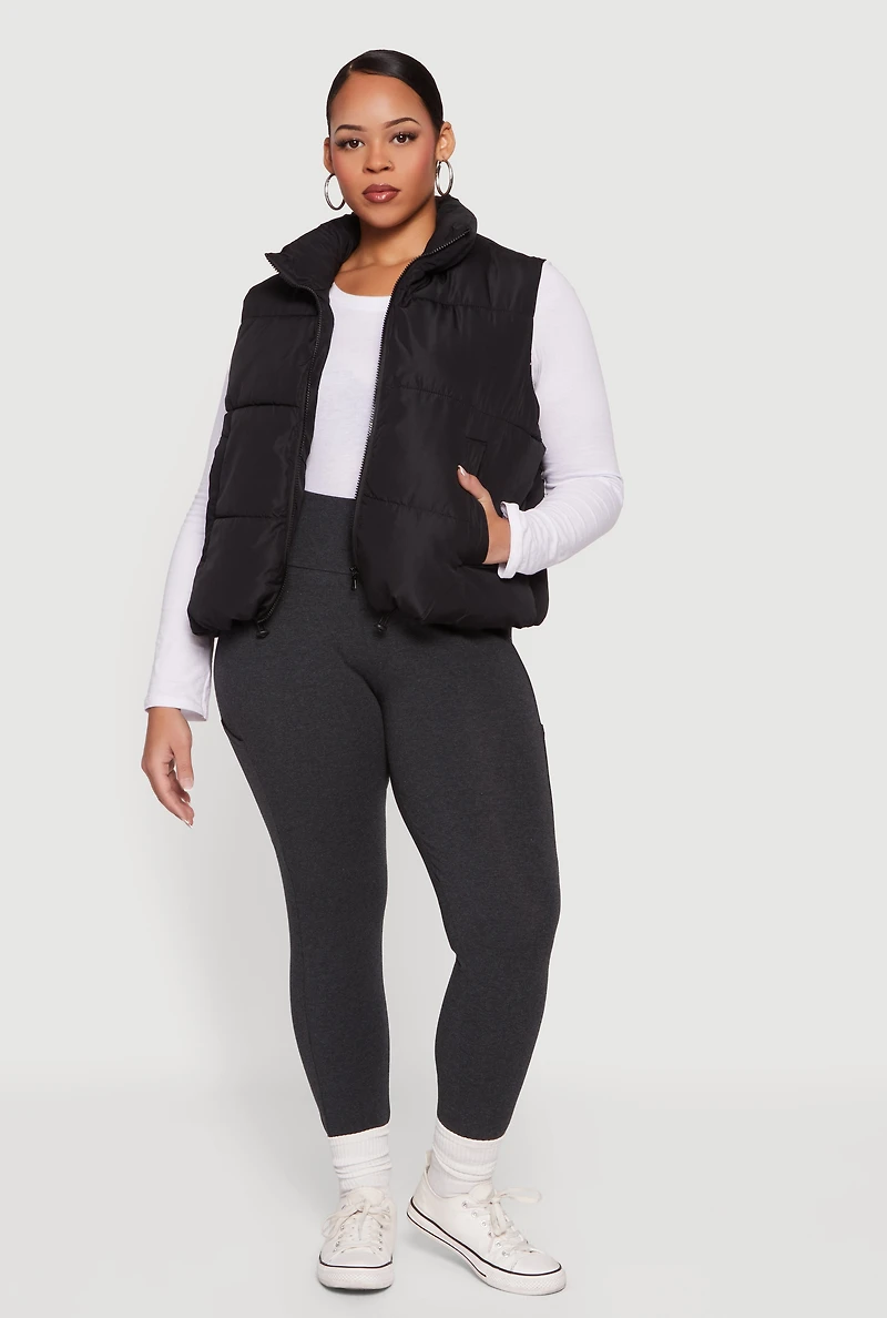 Plus Almost Famous Zip Front Puffer Vest