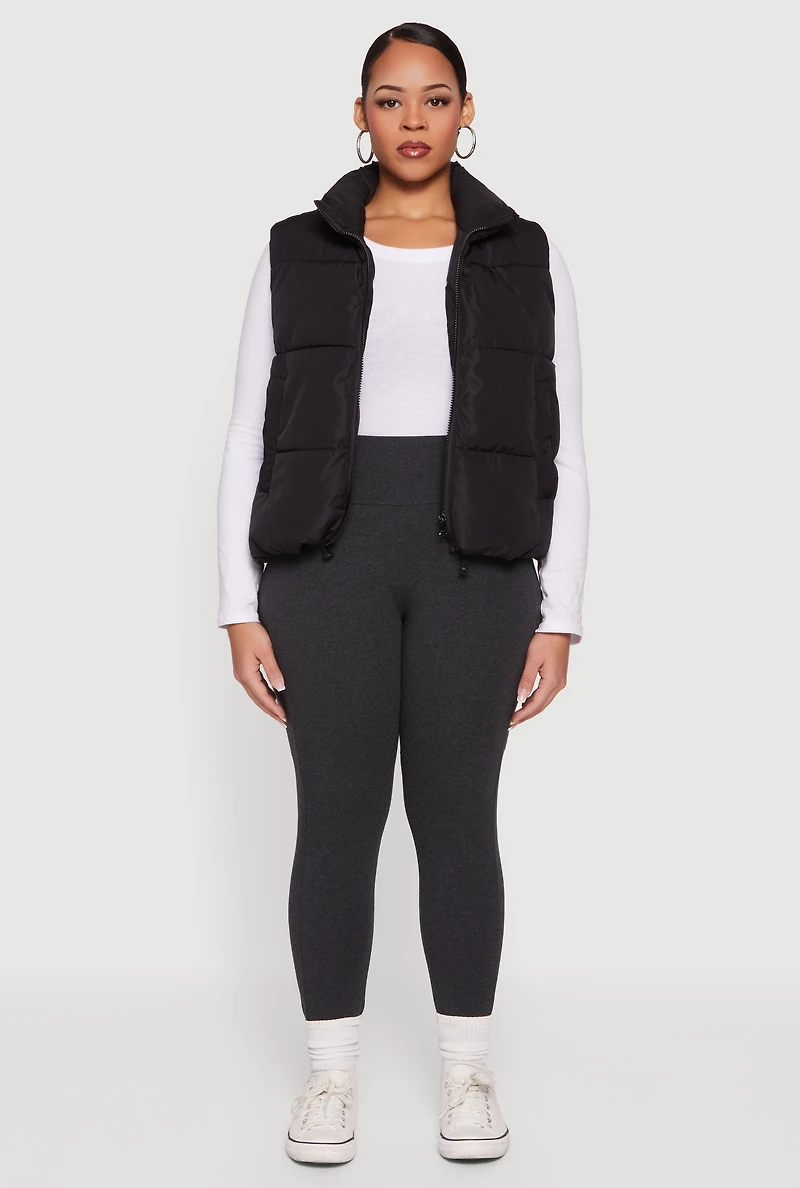 Plus Almost Famous Zip Front Puffer Vest