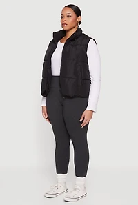 Womens Plus Almost Famous Zip Front Puffer Vest,