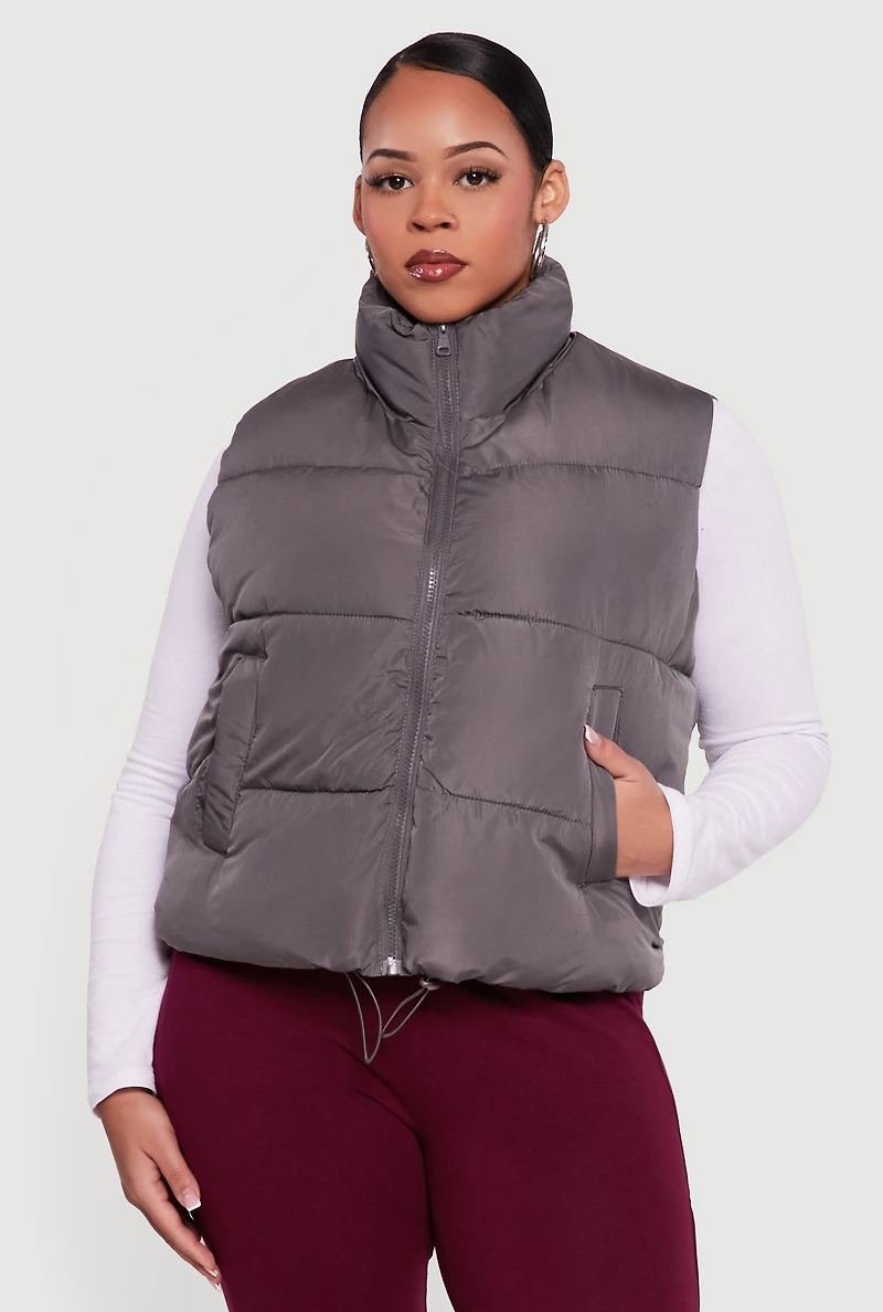 Plus Almost Famous Zip Front Puffer Vest