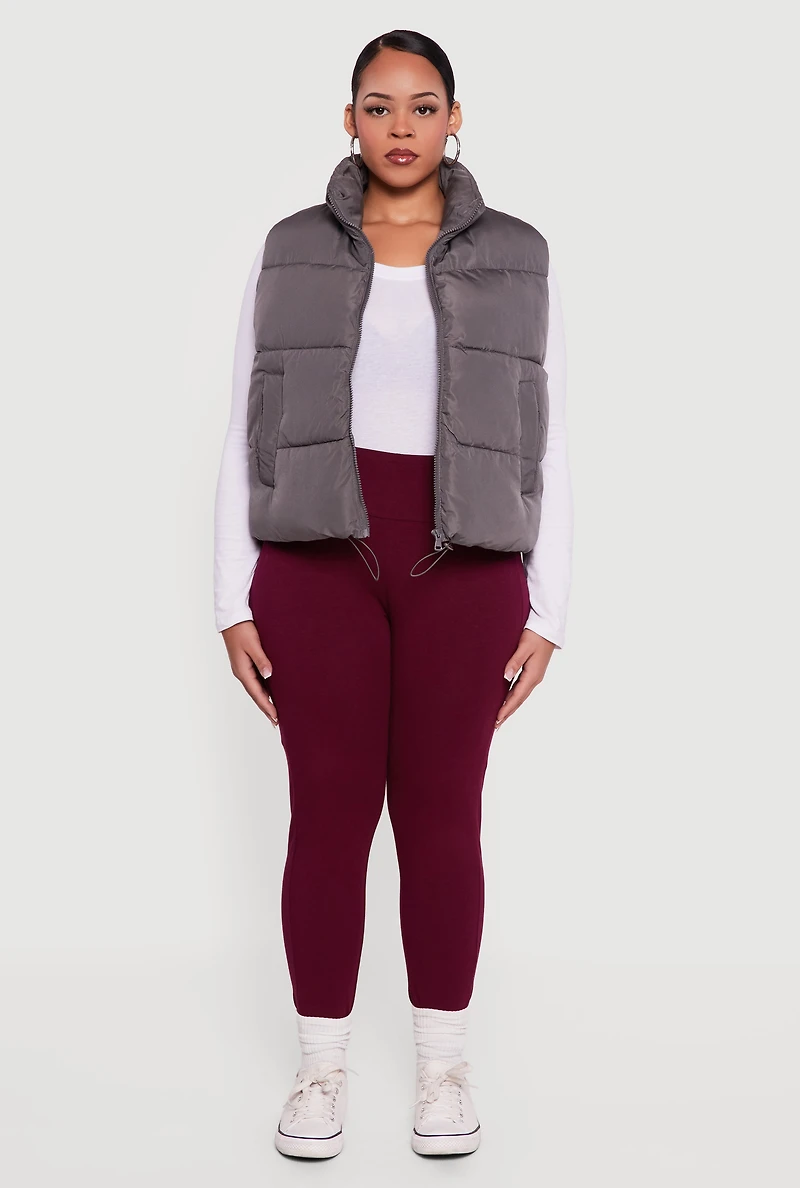 Plus Almost Famous Zip Front Puffer Vest