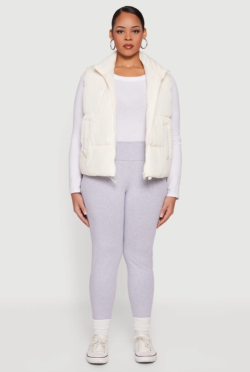 Plus Almost Famous Zip Front Puffer Vest