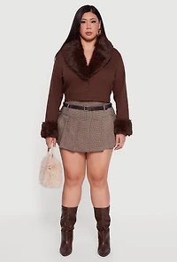 Plus Cropped Denim Jacket with Removable Collar and Cuffs