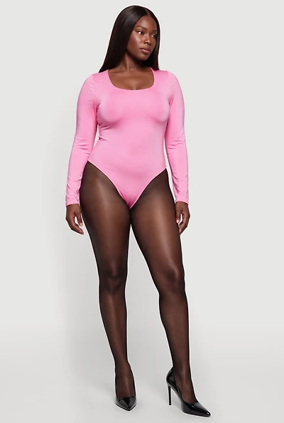 Plus Long Sleeve Scoop Neck Bodysuit