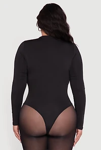 Womens Plus Long Sleeve Crew Neck Bodysuit,