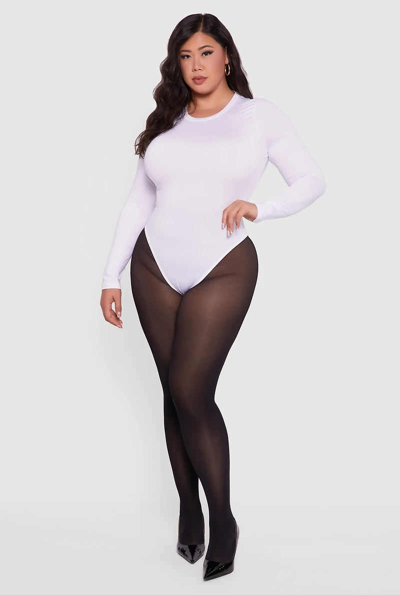 Plus Long Sleeve Crew Neck Bodysuit