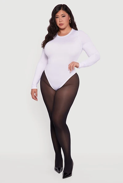 Plus Long Sleeve Crew Neck Bodysuit