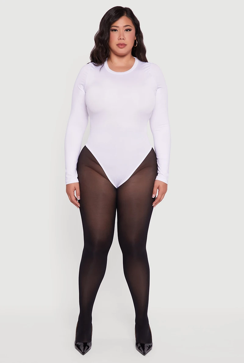 Plus Long Sleeve Crew Neck Bodysuit