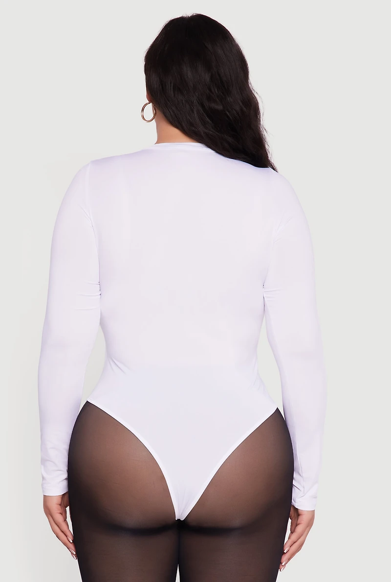 Plus Long Sleeve Crew Neck Bodysuit