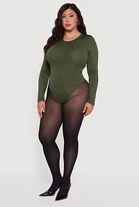 Plus Long Sleeve Crew Neck Bodysuit