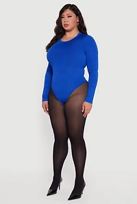 Plus Long Sleeve Crew Neck Bodysuit