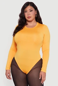 Plus Long Sleeve Crew Neck Bodysuit