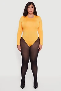 Plus Long Sleeve Crew Neck Bodysuit