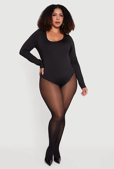 Plus Solid Scoop Neck Bodysuit