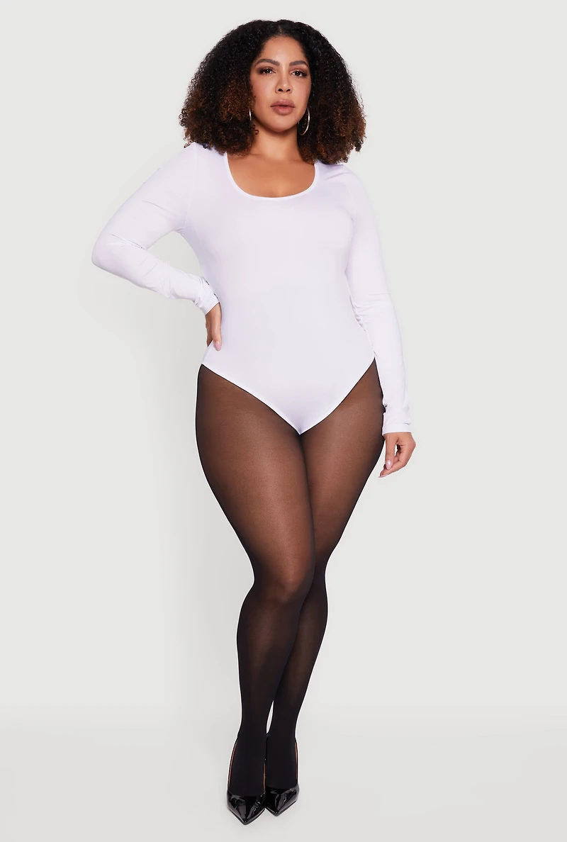 Plus Solid Scoop Neck Bodysuit