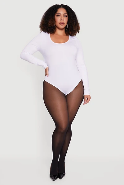 Plus Solid Scoop Neck Bodysuit