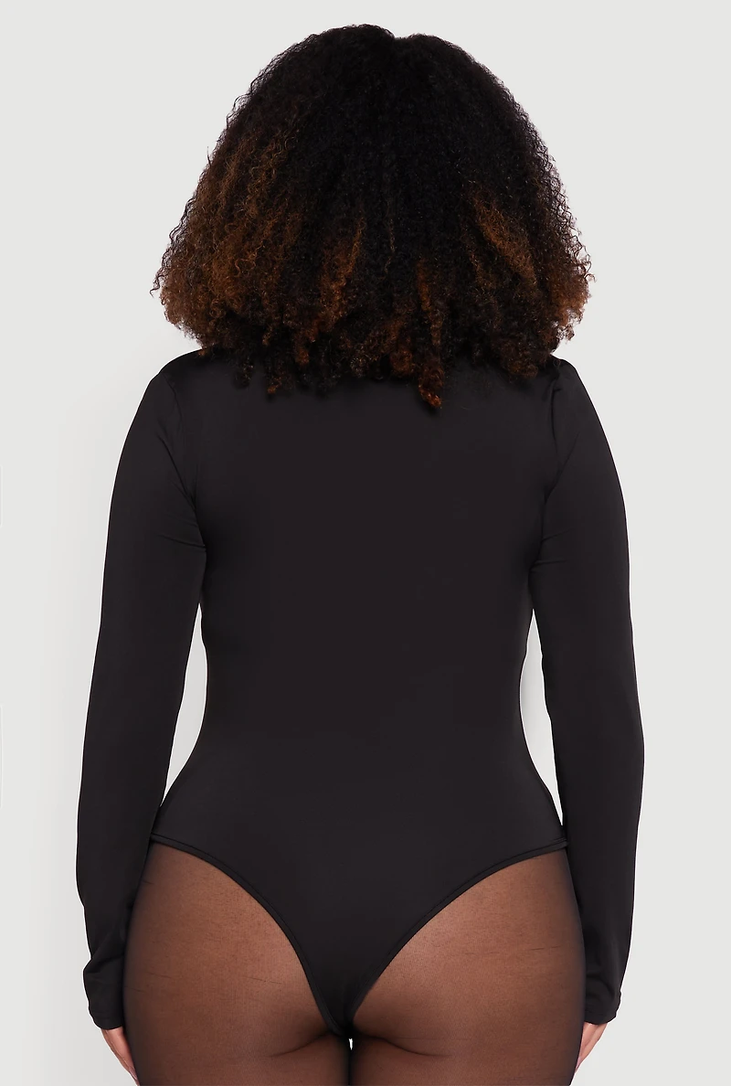 Plus Long Sleeve Square Neck Bodysuit