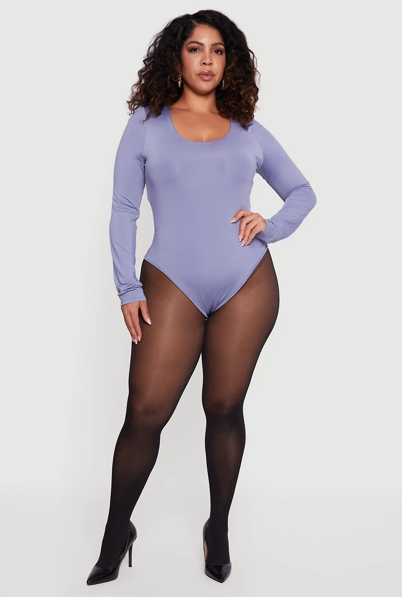 Plus Long Sleeve Scoop Neck Bodysuit
