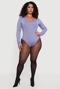 Plus Long Sleeve Scoop Neck Bodysuit