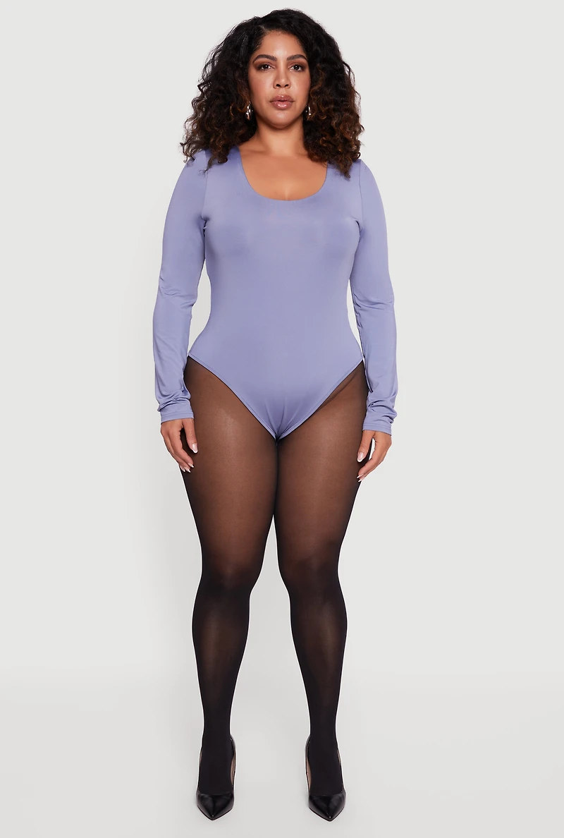 Plus Long Sleeve Scoop Neck Bodysuit