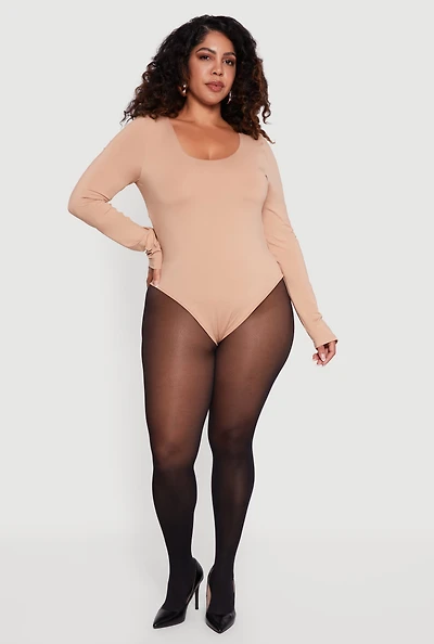 Plus Long Sleeve Scoop Neck Bodysuit