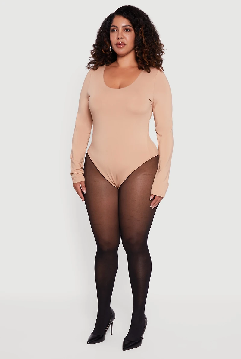 Plus Long Sleeve Scoop Neck Bodysuit