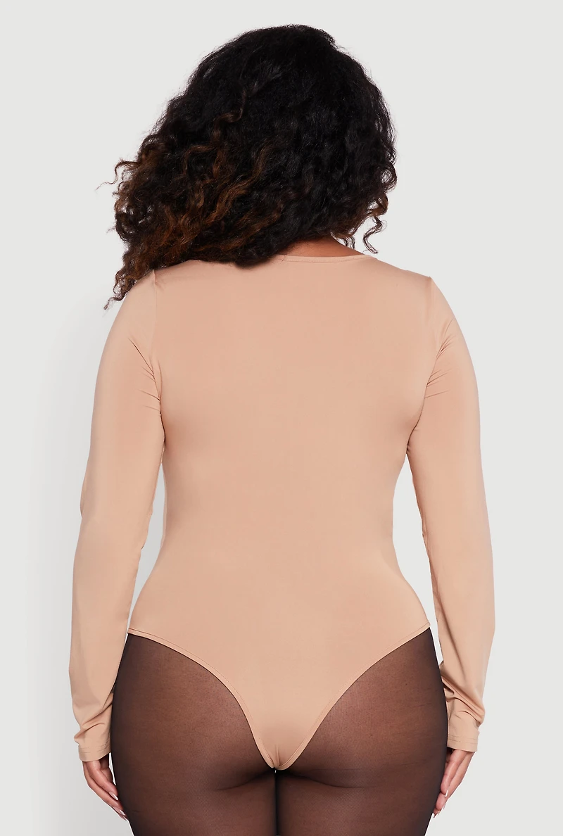 Plus Long Sleeve Scoop Neck Bodysuit