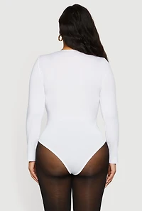 Plus Long Sleeve Solid Crew Neck Bodysuit