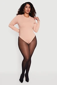 Plus Double Layer Long Sleeve Crew Neck Bodysuit