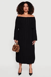 Plus Almost Famous Fold Over Off the Shoulder Dress