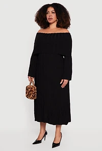 Plus Almost Famous Fold Over Off the Shoulder Dress