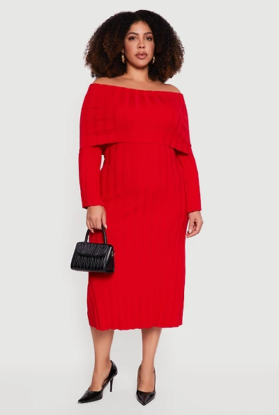Plus Almost Famous Fold Over Off the Shoulder Dress