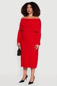 Plus Almost Famous Fold Over Off the Shoulder Dress