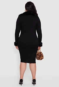 Plus Sweater Dress with Removable Collar and Cuffs
