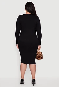 Plus Sweater Dress with Removable Collar and Cuffs