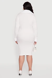 Plus Sweater Dress with Removable Collar and Cuffs