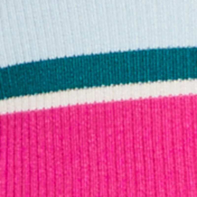 Plus Collared Front Slit Striped Sweater Dress