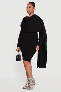 Plus Almost Famous Sweater Dress with Removable Scarf