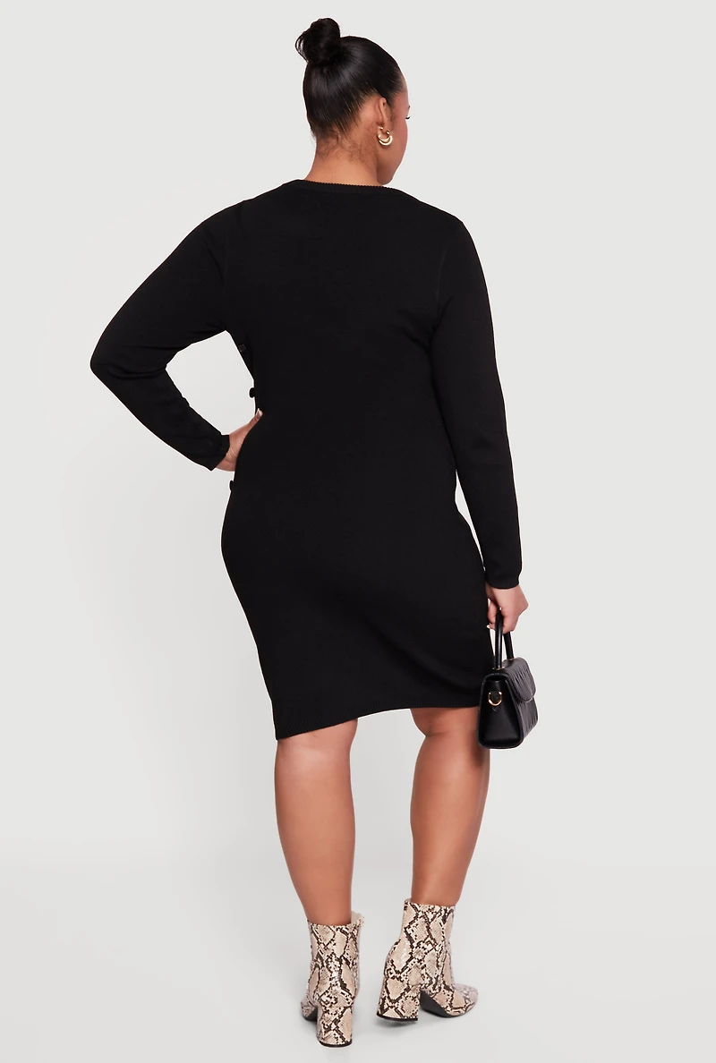Plus Almost Famous Sweater Dress with Removable Scarf
