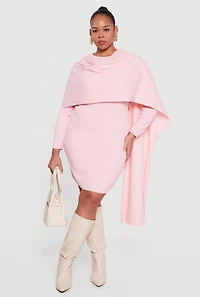 Plus Almost Famous Sweater Dress with Removable Scarf