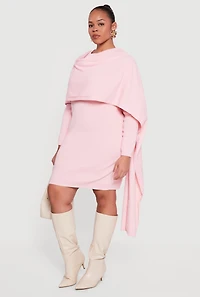 Plus Almost Famous Sweater Dress with Removable Scarf