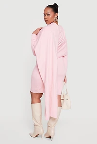 Plus Almost Famous Sweater Dress with Removable Scarf