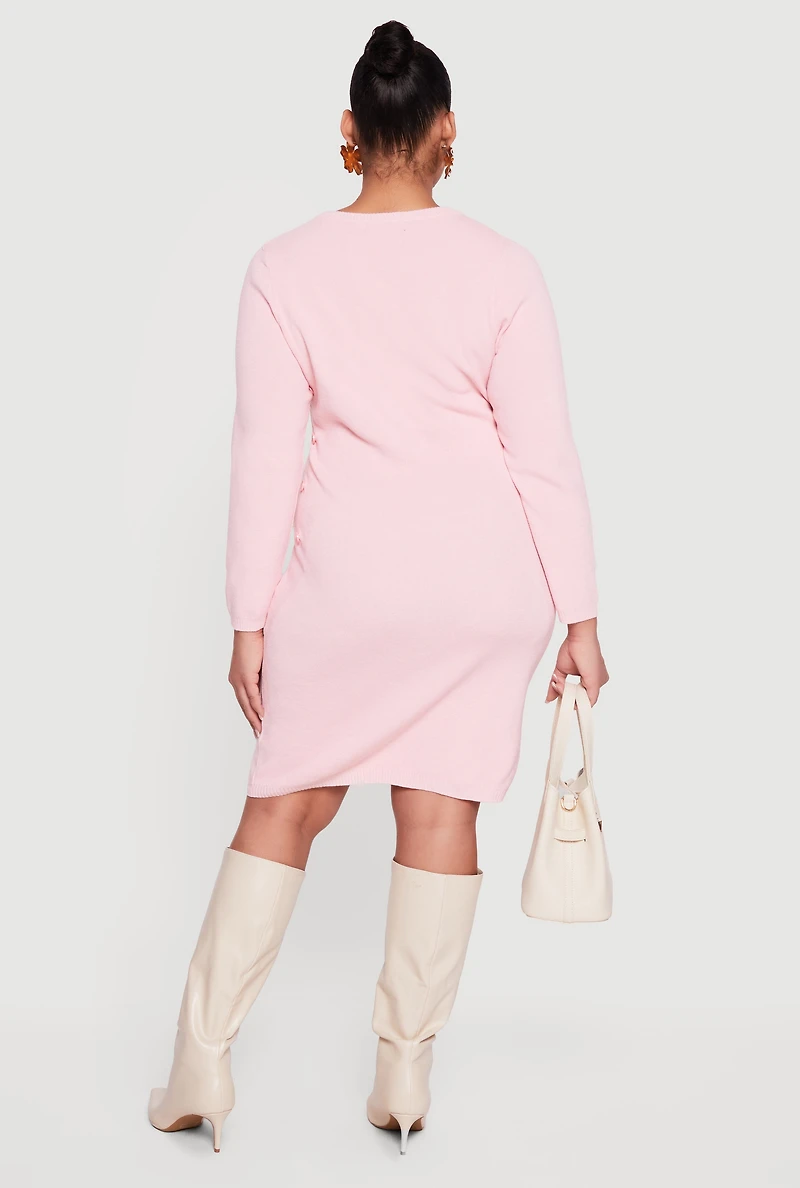 Plus Almost Famous Sweater Dress with Removable Scarf