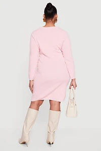 Plus Almost Famous Sweater Dress with Removable Scarf