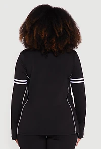 Womens Plus Mock Neck Zip Front Active Jacket with Thumb Holes,