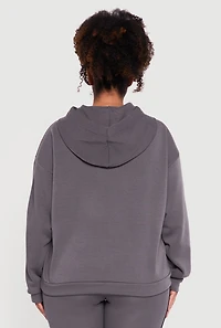 Plus Drawstring Hooded Drop Sleeve Sweatshirt