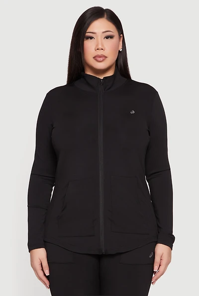 Plus Zip Front Mock Neck Track Jacket
