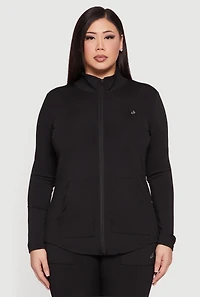 Plus Zip Front Mock Neck Track Jacket