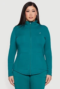 Plus Zip Front Mock Neck Track Jacket